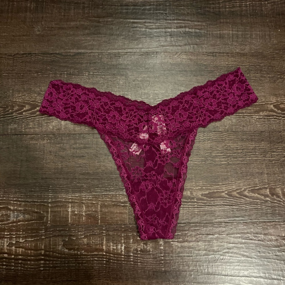 New Victoria Secret Lace Thong in Burgundy Lingerie Size L